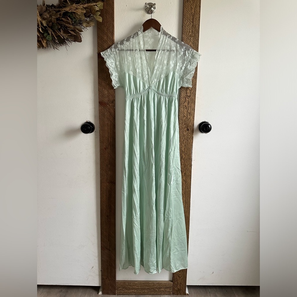 Vintage Val Mode Mint Green Lace Nylon Nightgown Vintage Hollywood Glam Women S